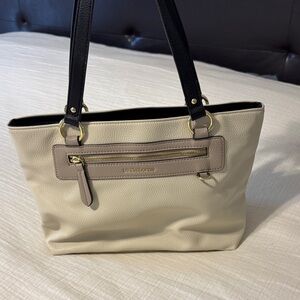 Liz Claiborne Cream and Black Tote Bag